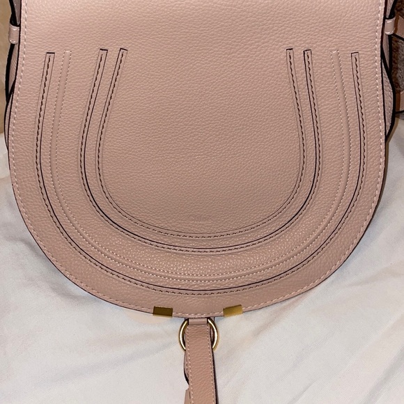 Chloe Handbags - Chloe Marcie Leather Medium Saddle Bag, blush